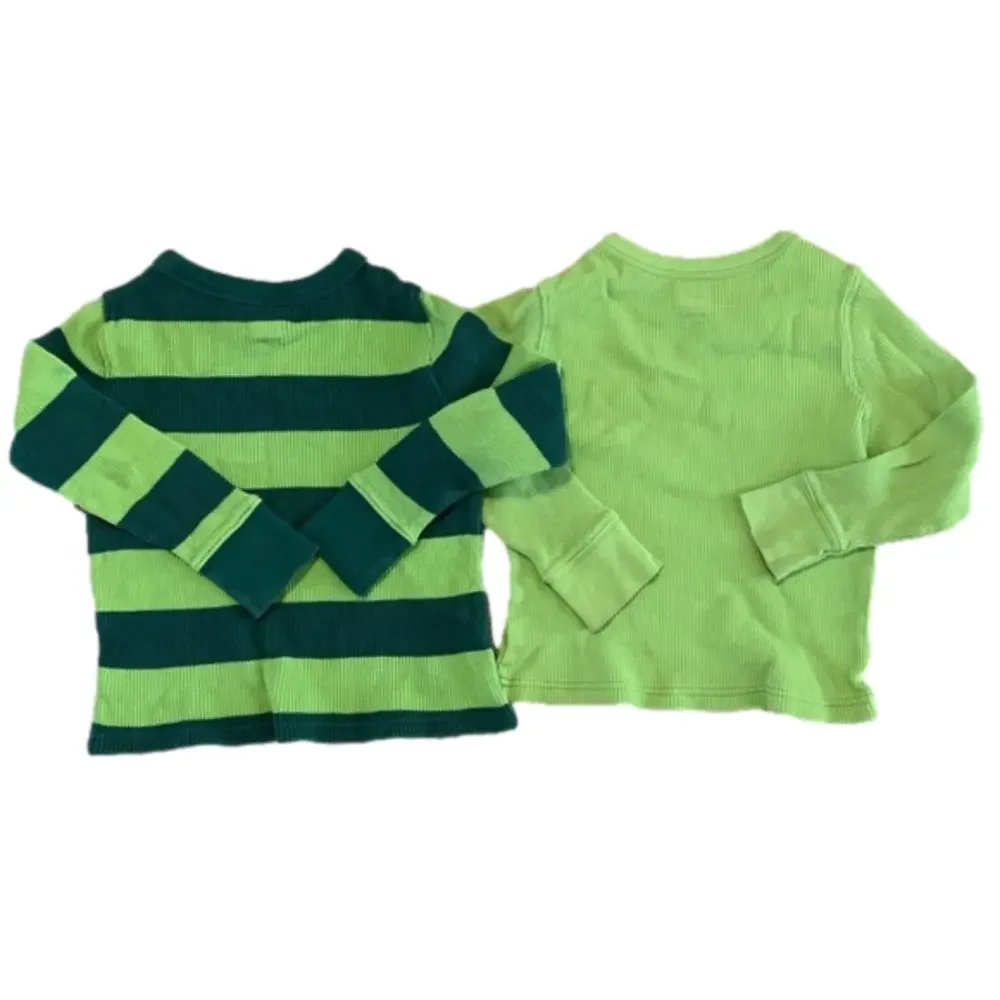 Old Navy Green Striped Long Sleeve Flannel Shirts Bundle of 2 Size 3T